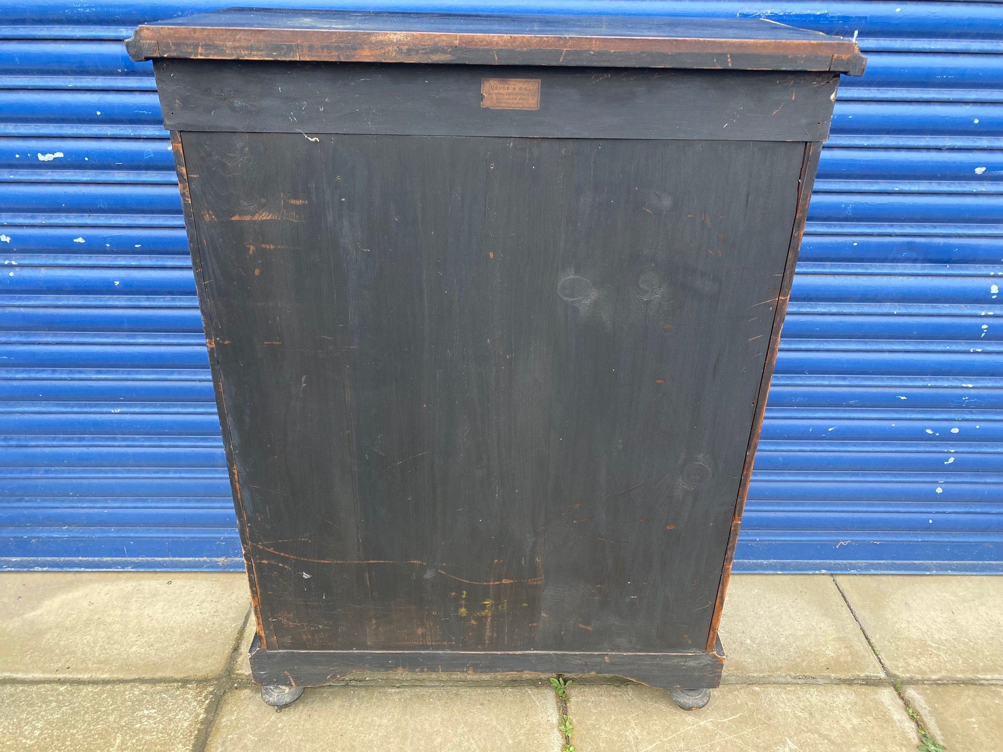 A 19th Century ebonised and brass mounted pier cabinet, with retailer's label to the back for - Image 9 of 9