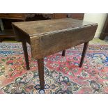 An unusual country made oak drop flap table, with hidden drawer, 30" wide x 23" high x 30 1/2"