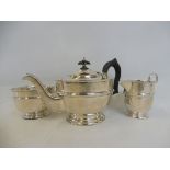 A silver three piece tea set comprising teapot, sugar bowl and milk jug, Sheffield 1931.