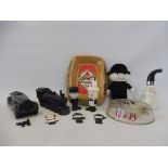 A group of collectables including Homepride advertising figures, Avon scent bottles etc.