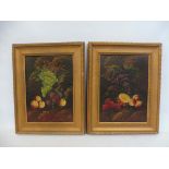 R. BUSH - still lifes of fruit, a pair of early 20th Century oils on board, signed and dated 1923,