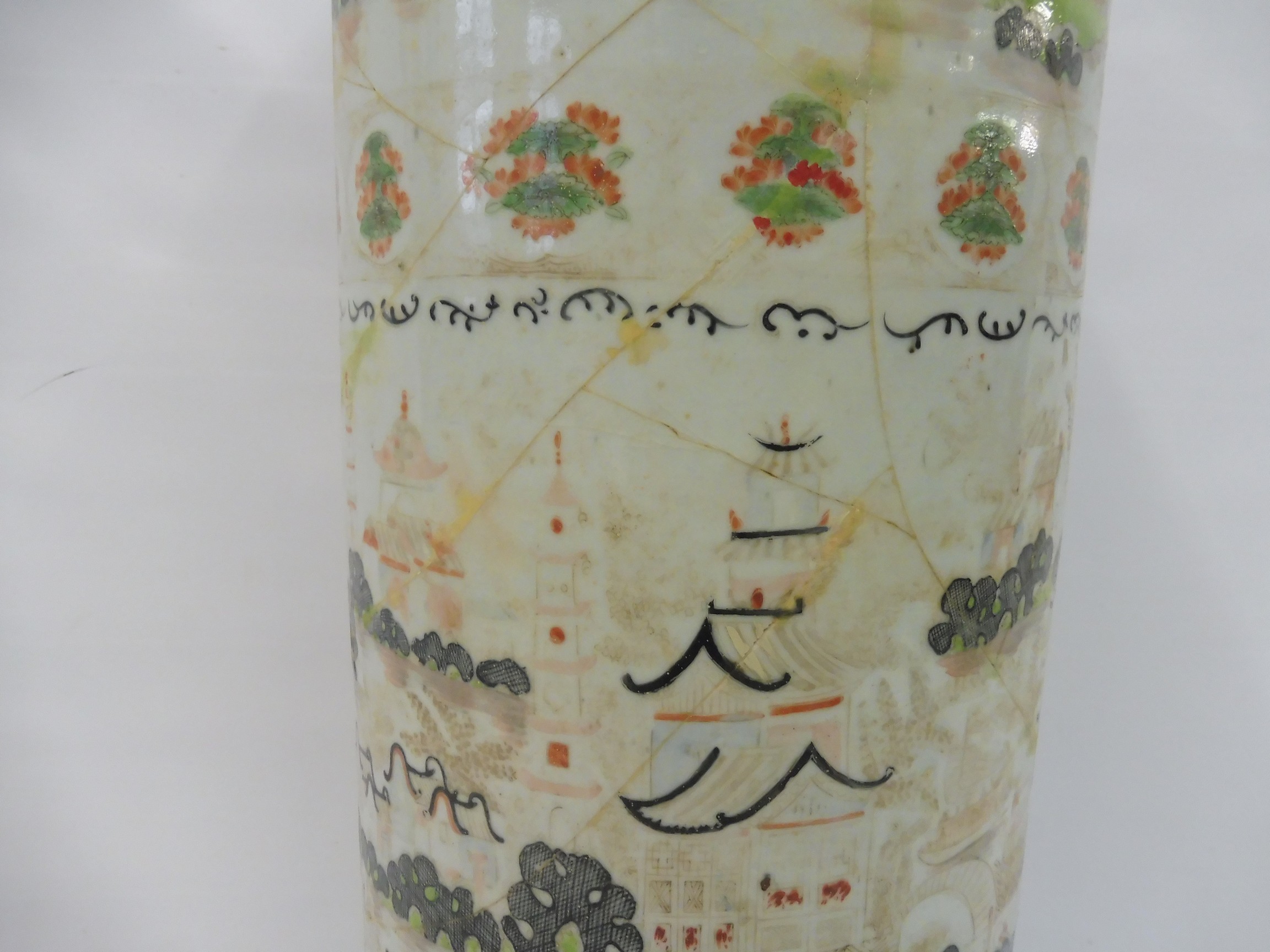 A Chinese umbrella/stick stand, unusually decorated with ships and buildings, possibly 18th - Image 11 of 21