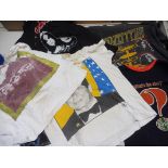 A selection of t-shirts, some gig tour issue including Oasis, Led Zepplin etc.