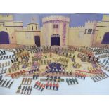 A circa 1950s Waddy Production British Regiments Series of four fold out forts with soldiers.