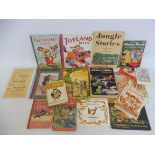 A selection of different era books, some early and pamflets, including a pop-up Daily Express