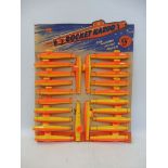 A rare surviving Selcol trade point-of sale card full of 24 rocket kazoos, 9d price, circa 1950s, in