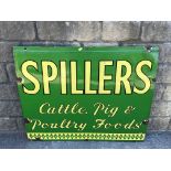 A Spillers Cattle, Pig and Poultry Foods rectangular enamel sign with excellent gloss, 36 x 31".