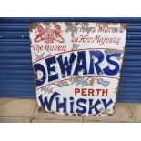 An early Dewar's Perth Whisky enamel sign with Royal Warrant coat of arms, for Queen Victoria, 36