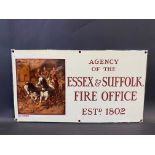 An Essex & Suffolk Fire Office enamel sign in near mint condition, superb gloss, 16 x 9".