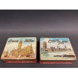 Two small Cream Toffee tins in excellent condition, one lid depicting The Town Hall, Manchester