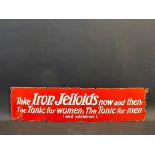 A small enamel sign for Iron Jelloids tonic, 24 x 6".