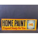 A rare and early Home Paint tin advertising sign, 27 1/2 x 9".