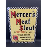 A Mercer's Meat Stout enamel sign by Protector of Eccles, 27 x 36".