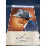 A Battersby Hats of London large advertising poster, 22 x 32".