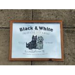 A reproduction advertising pub mirror for Buchanan's Black and White Old Scotch Whisky, 26 x 20".