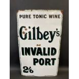 A Gilbey's Invalid Port rectangular enamel sign, 16 1/2 x 28".