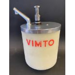A Vimto plastic and polished metal dispenser, 12" h.