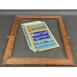 A Wills Capstan Navy Cut pictorial packet glass advertising sign, in a wooden frame, 18 1/2 x 22 1/