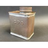 A G.P.O. oil can.