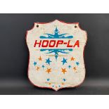 A Hoopla double sided fairground handpainted wooden sign 16 x 19".