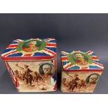 Two matching different sized tins in superb condition, each depicting Earl Kitchener of Khartoum