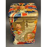 A WWI period military related tin in superb condition, bearing the face of King George V to the lid,