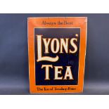 A Lyons' Tea 'The Tea of Teashop Fame' rectangular tin advertising sign of good small size, 11 x