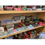 A quantity of assorted packaging from a museum, mainly tobacco related, cigarette packets etc.