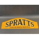 A rarely seen Spratt's enamel sign, a pediment for a cabinet, 21 1/2 x 7".