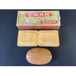 A packet of Swan Soap, with original bar inside plus an oval bar of Wallflower Velvet Soap.