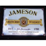 A large older reproduction advertising pub mirror for Jameson Smooth Irish Whiskey, Bow Street