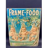 A pictorial showcard advertising Frame-Food 'Best For Babes', 14 3/4 x 19 3/4".