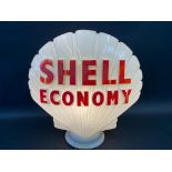 A Shell Economy glass petrol pump globe, by Hailware, dated 1967, fully stamped underneath.