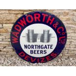 A large Wadworth & Co. Ltd of Devizes brewery circular enamel sign with great gloss, by Patent