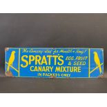 A Spratt's Canary Mixture enamel sign by Wood & Penfold with good gloss, 30 x 9".