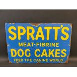 A Spratt's Meat-Fibrine Dog Cakes rectangular enamel sign by Bruton of Palmers Green, 30 x 20".