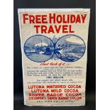 A C.W.S. Free Holiday Travel advertising poster, depicting a steam locomotive, 19 1/2 x 29 1/2".
