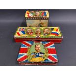 Three WWI period military related tins in superb condition, one for Pascall's Pure Butter Scotch,