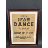 A framed and glazed WWII period advertising poster from the 'Hospital Effort' promoting a dance at