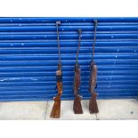 Three fairground rifle range guns in used condition.