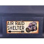 A decorative and contemporary oil on board advertising Air Raid Shelter, 38 1/2 x 19 1/2".