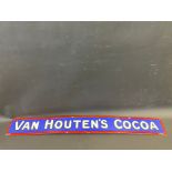 A narrow Van Houten's Cocoa enamel sign in good condition, 36 x 4".