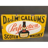 A D & J Mc.Callum's Perfection Scotch Whisky enamel sign with central bottle image, made by Brownlie