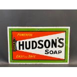 A Hudson's Soap 'Powerful, Easy and Safe' enamel sign by Stainton & Hulme ltd, dated May 1906,