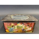 A Huntley and Palmers biscuit tin of Art Nouveau design, the mirrored lid lifting off to form an