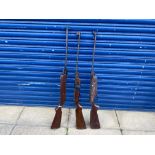 Three fairground rifle range guns in used condition.