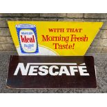 Two hardboard advertising signs, the first for Ideal Evaporated Milk, 55 1/2 x 24" and the other for
