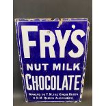 A Fry's Nut Milk Chocolate rectangular enamel sign of rare small size, 14 x 20".