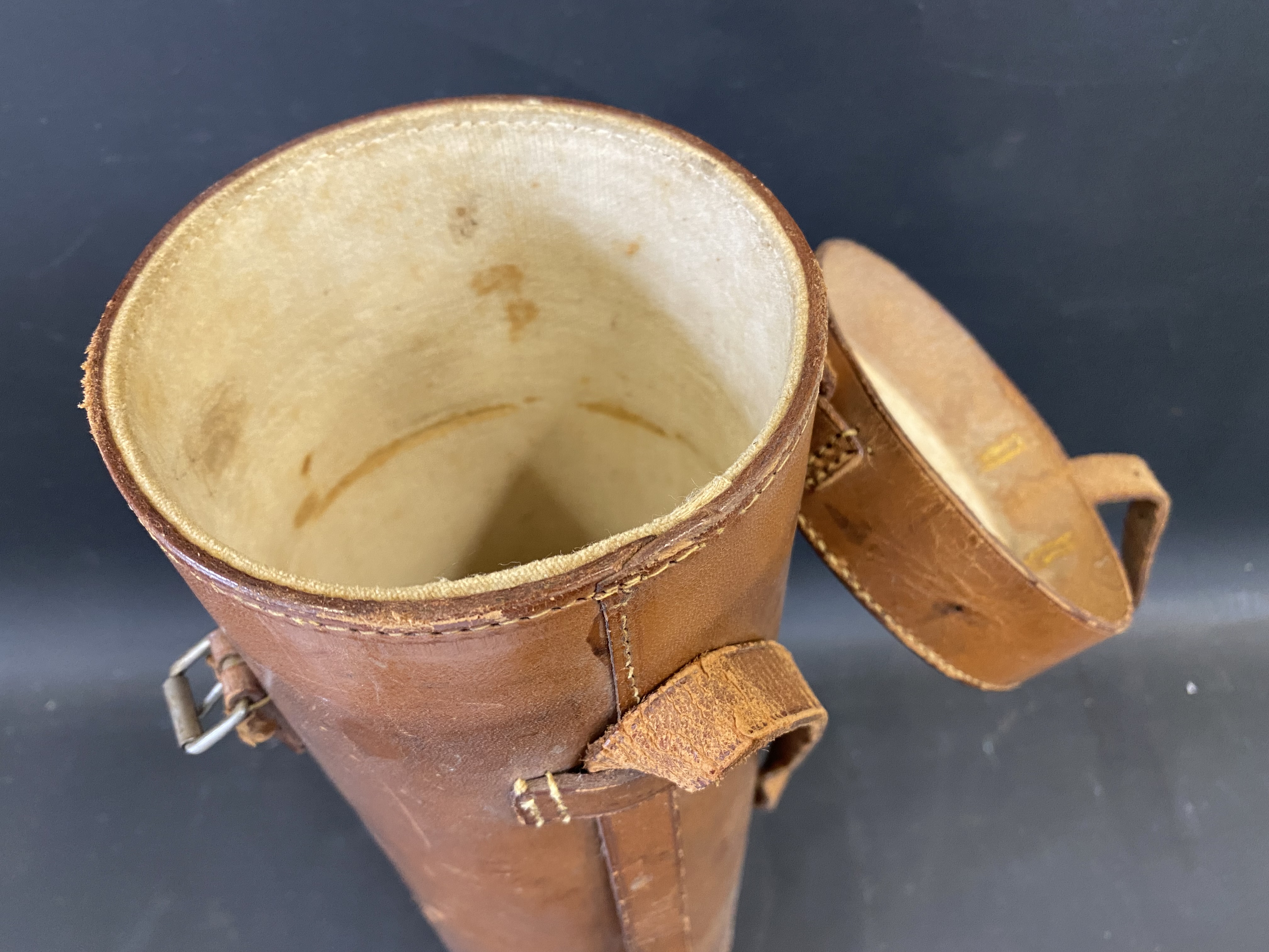 A tan leather flask holder. - Image 2 of 2