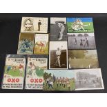 A selection of early sporting postcards mostly relating to cricket.